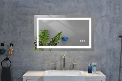 Dimmable LED Vanity Mirror with Anti-Fog, Backlight, and Memory Function - 40"x24" Multi-Color Bathroom Wall Mirror