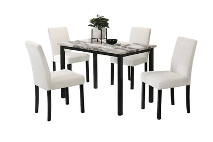 Modern 5-Piece Dining Set Chairs Faux Marble Table White