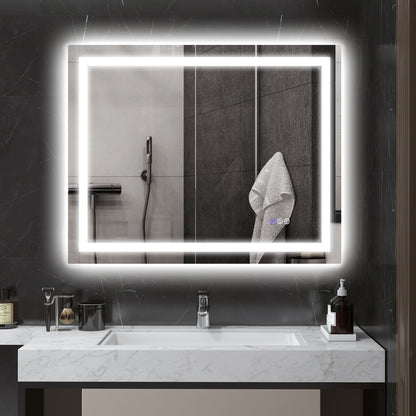 HOMCOM Backlit LED Vanity Mirror for Bathroom, 39" x 32", Anti-Fog, Memory Function, Dimmable Color Temperature, Wall Mounted, Versatile Orientation