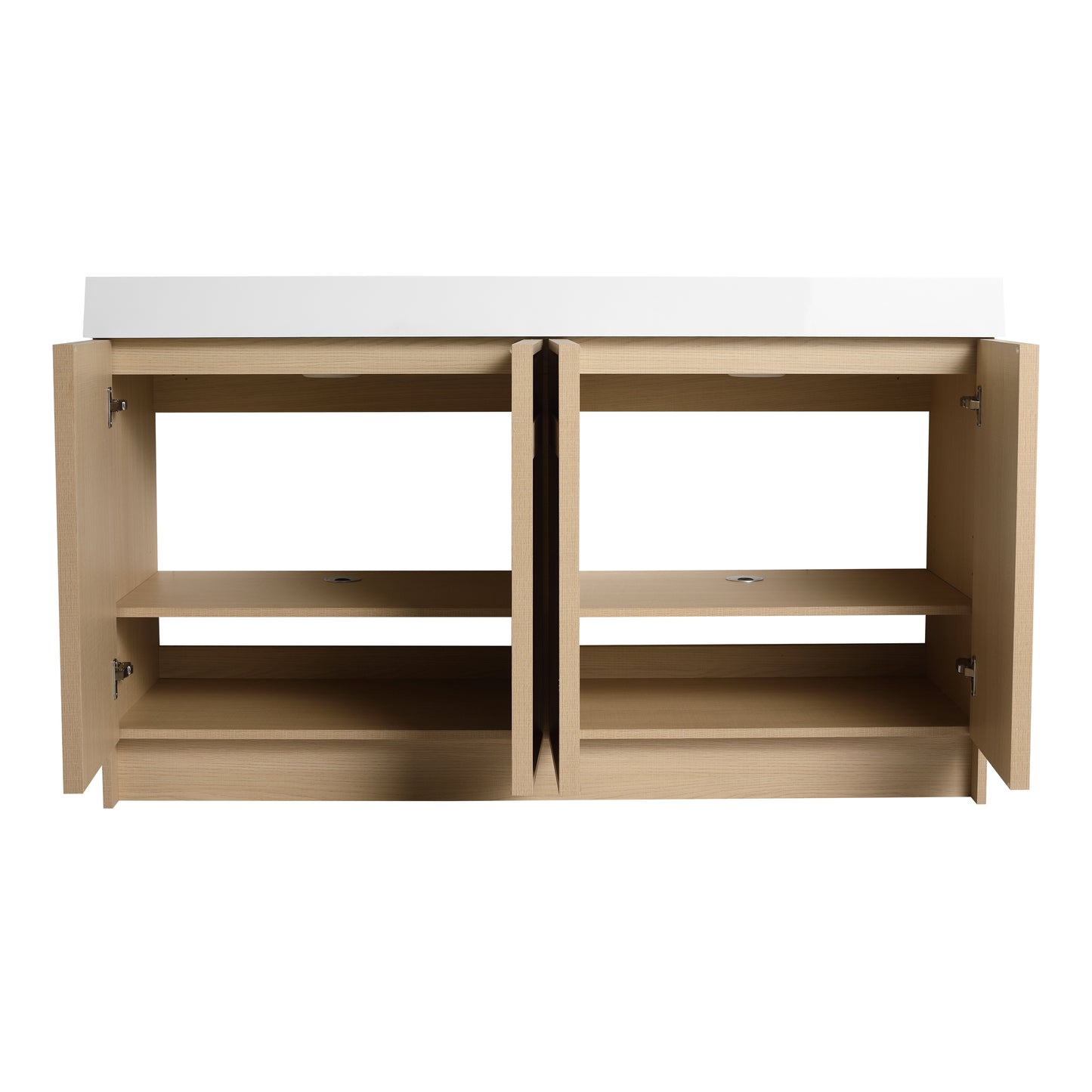 60-Inch Modern Freestanding Bathroom Vanity with Double Resin Sink & Soft-Close Doors