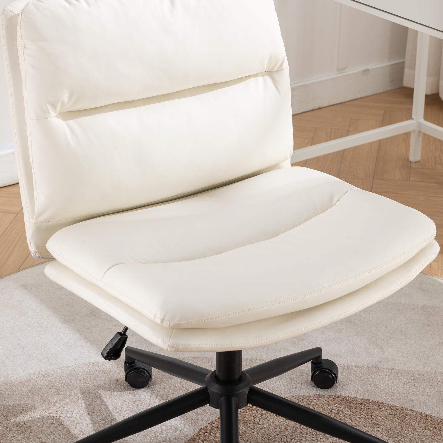 Modern Ergonomic 360° Swivel Criss-Cross Chair with Plush Seat in White