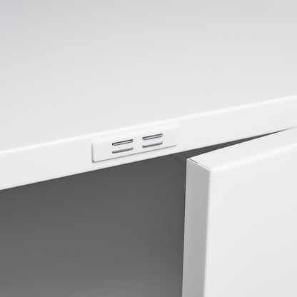 Mobile Metal Printer Stand with Storage and Adjustable Shelves for Home Office on Wheels (White)