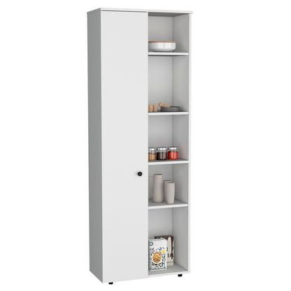 Cary Modern White Kitchen Pantry Cabinet with Multiple Shelves and Doors, 67" H