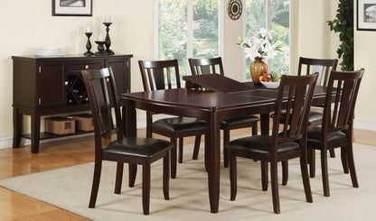 Set of 2 Contemporary Dining Chairs with Slat Back, Faux Leather Cushions, Easy Assembly Brown