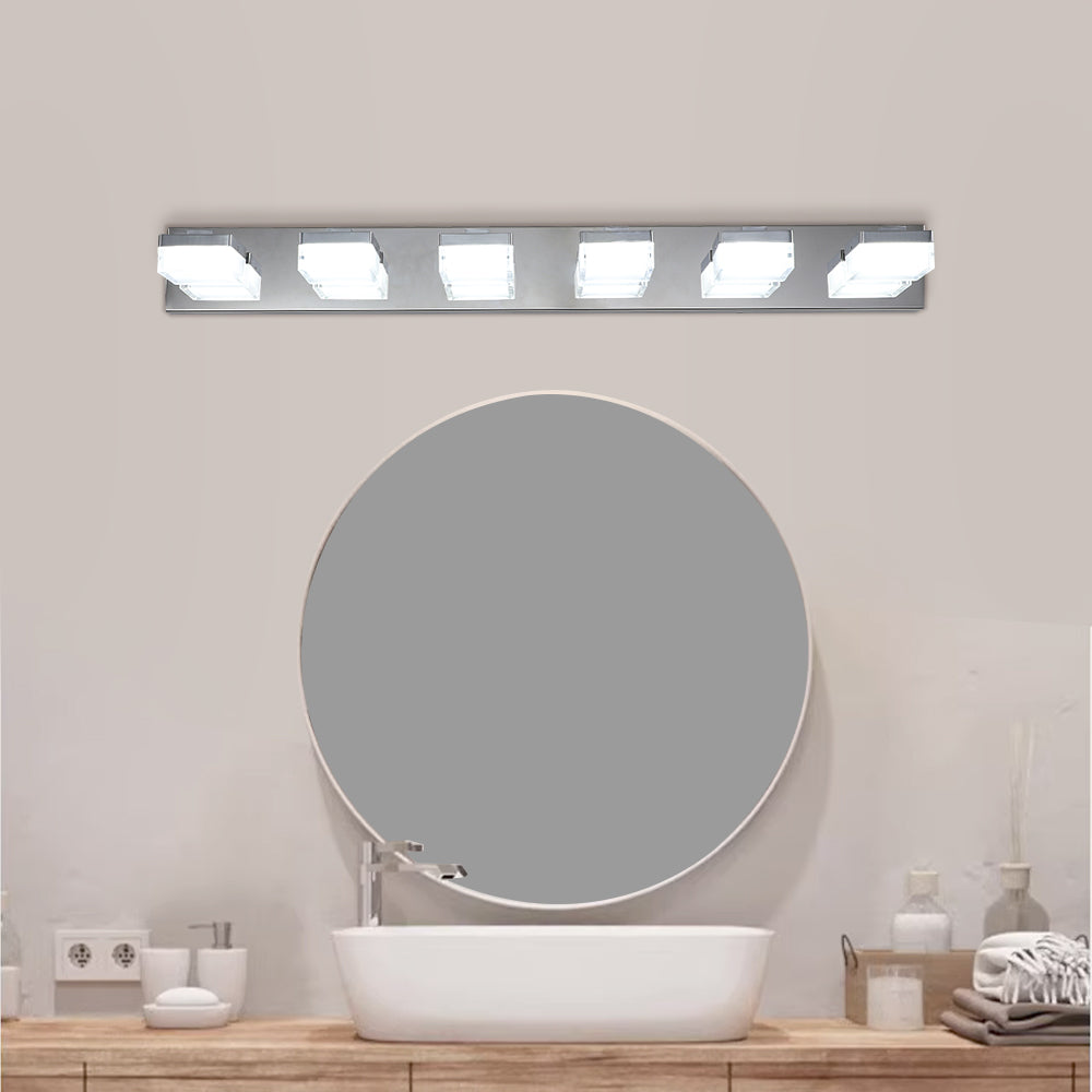 6-Light LED Vanity Light Bar for Bathrooms and Makeup Areas, Modern Sleek Fixture Chrome finish
