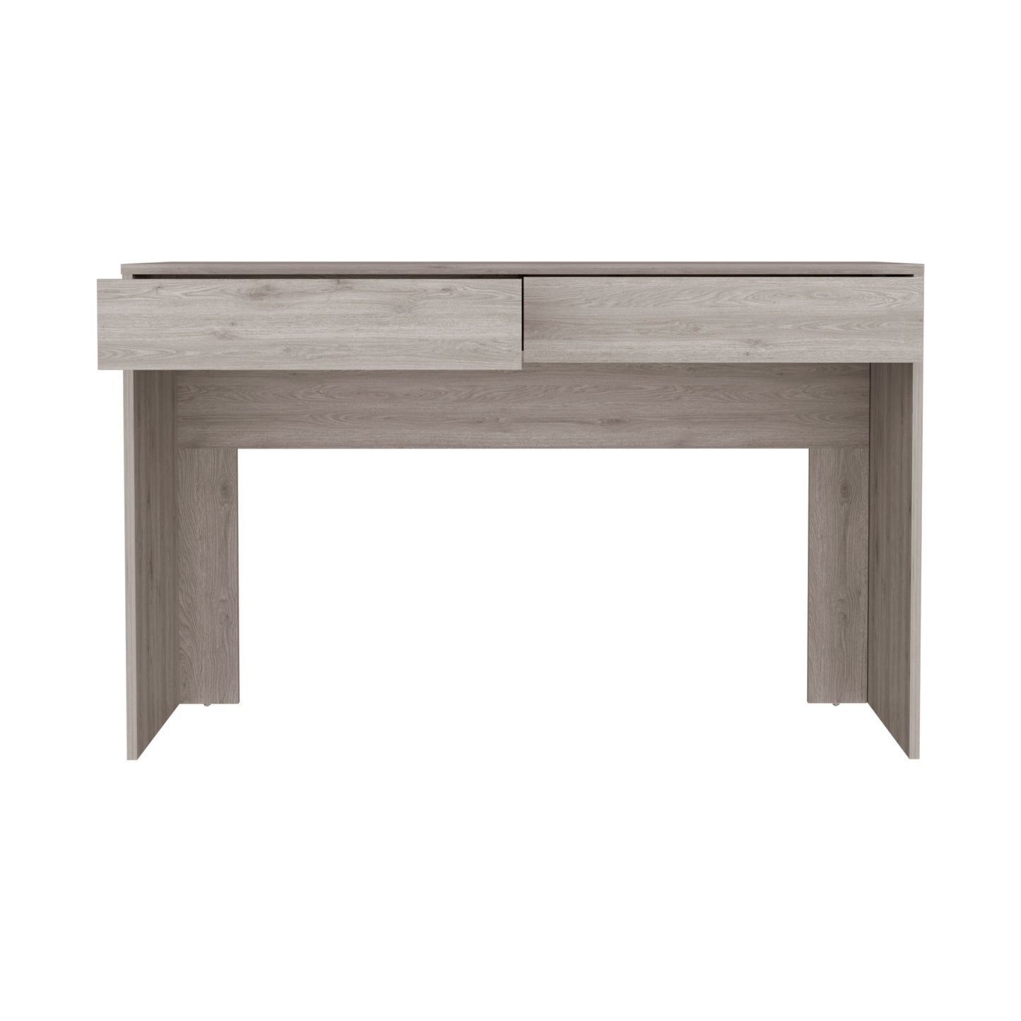 Modern Light Gray Computer Desk with Two Hidden Drawers