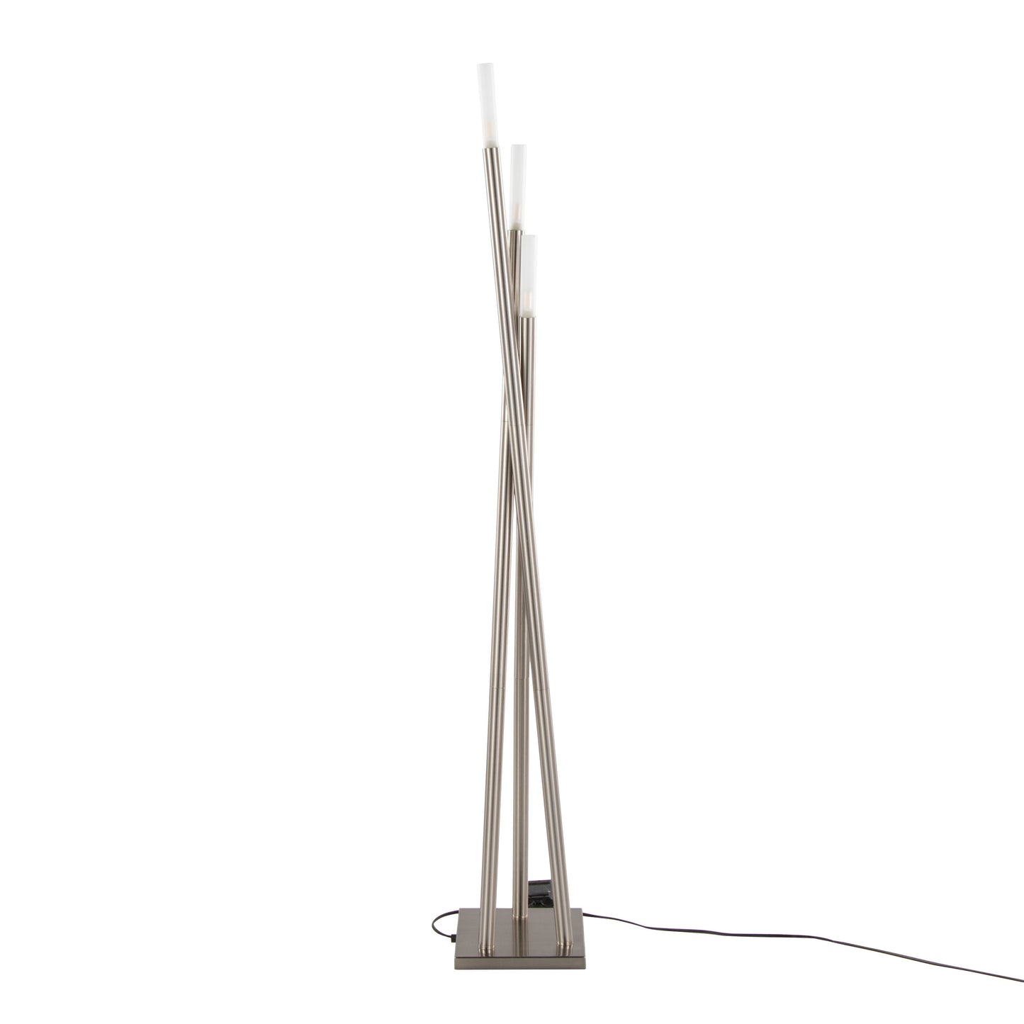 Contemporary Icicle Floor Lamp with Glass Sconces, 67-Inch Tall, G9 40W Bulbs Included, Brushed Nickel