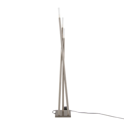 Contemporary Icicle Floor Lamp with Glass Sconces, 67-Inch Tall, G9 40W Bulbs Included, Brushed Nickel