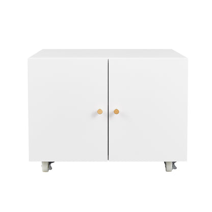 Versatile Mobile Copier Cabinet - White Steel 2-Door Printer and File Stand