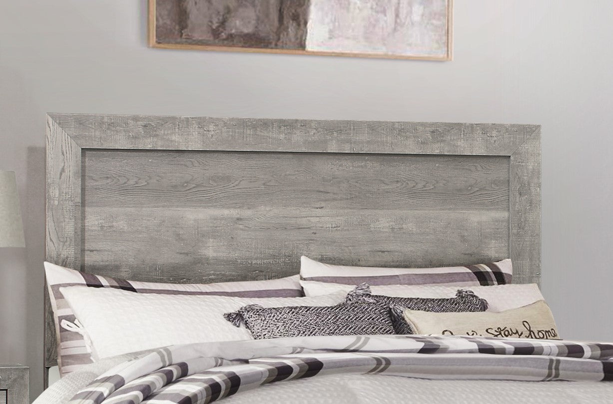 Rustic Gray Queen Size Bed with Headboard and Footboard for Modern Bedrooms