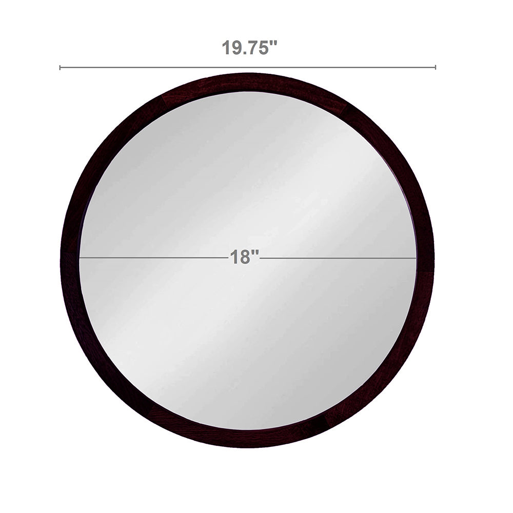 20-Inch Round Wall Mirror with Walnut Frame for Modern Home Decor