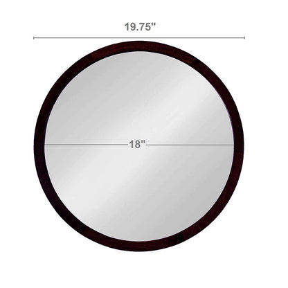 20-Inch Round Wall Mirror with Walnut Frame for Modern Home Decor