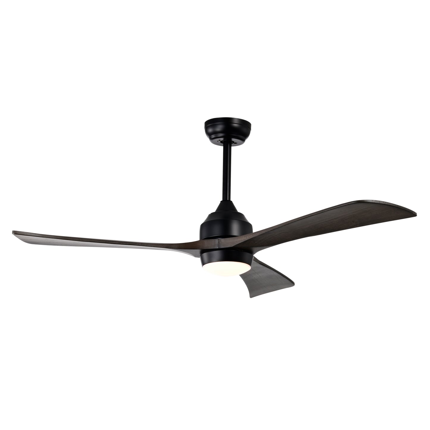 52-Inch Ceiling Fan with Lights, Remote, DC Motor, 6-Speed, Reversible Wood Blades, Bedroom Matte Black