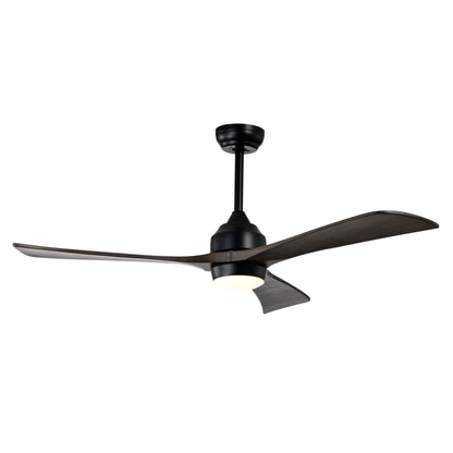 52-Inch Ceiling Fan with Lights, Remote, DC Motor, 6-Speed, Reversible Wood Blades, Bedroom Matte Black