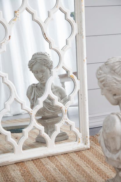 Elegant 59" Distressed White Full Body Floor Mirror for Home Decor