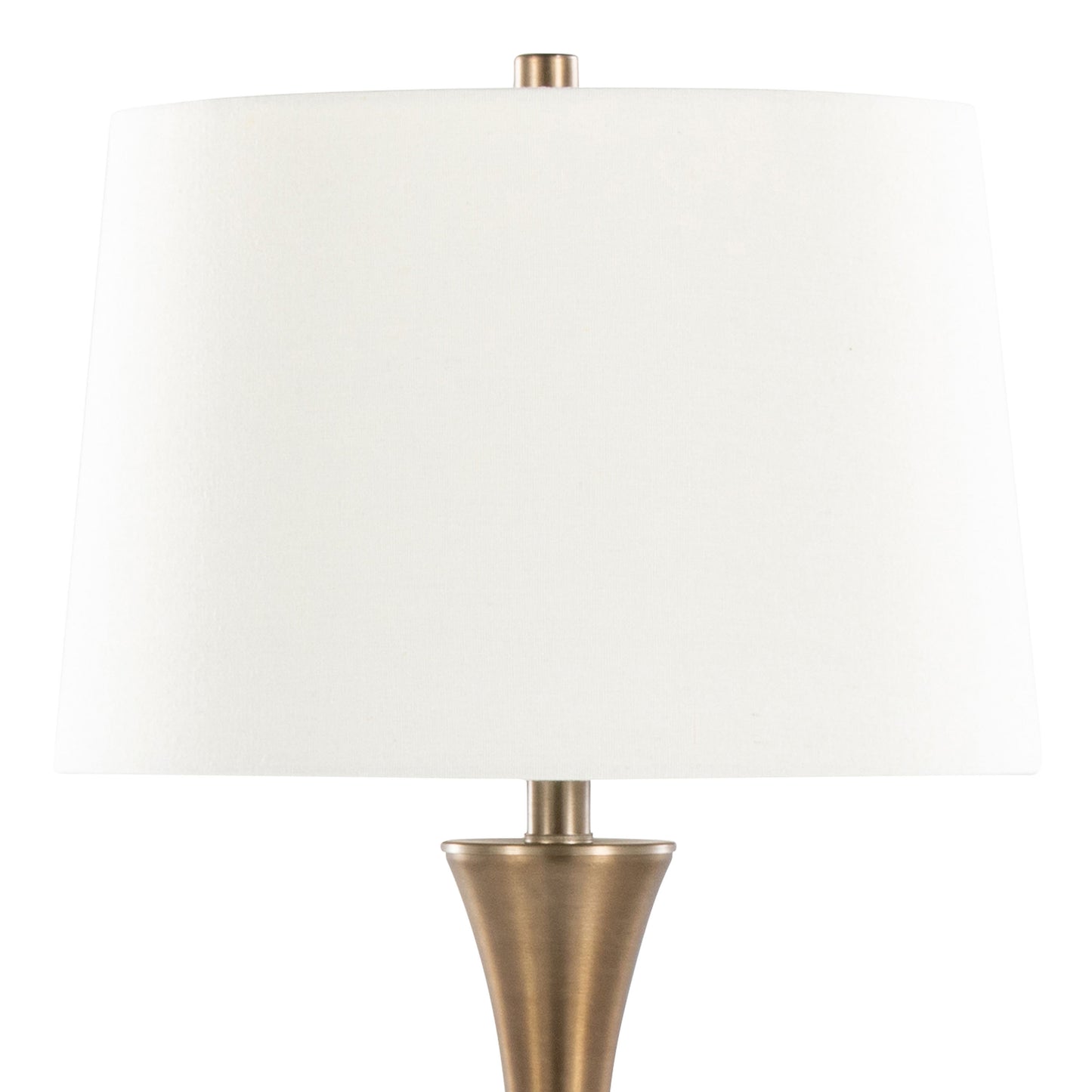 Set of 2 29-Inch Metal Table Lamps with Off-White Linen Drum Shade, 3-Way Switch Matte Golden Bronze