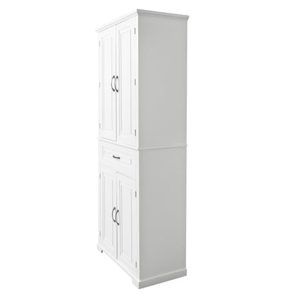 Tall White Bathroom Storage Cabinet with Adjustable Shelf and Drawer, Versatile Multi-Functional Organizer