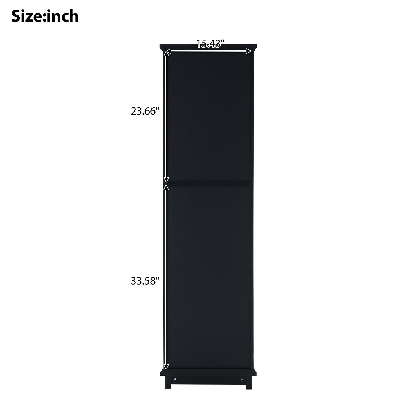 63" Tall Bathroom Storage Cabinet with Glass Doors, Free-Standing, Two Drawers, and Adjustable Shelves, MDF Board, Painted Black - Perfect for Displaying Your Favorite Items