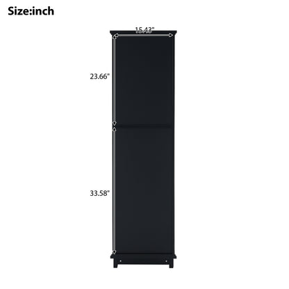 63" Tall Bathroom Storage Cabinet with Glass Doors, Free-Standing, Two Drawers, and Adjustable Shelves, MDF Board, Painted Black - Perfect for Displaying Your Favorite Items