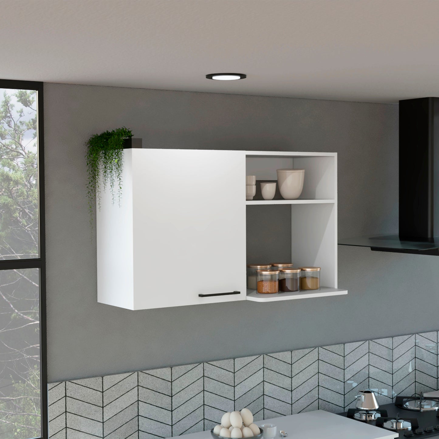 Burwood White Finish Kitchen Storage Wall Cabinet