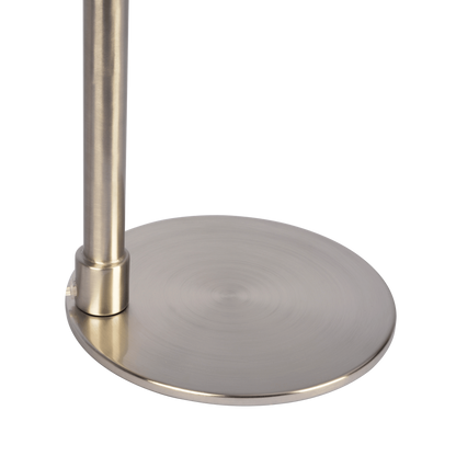 Modern Table Lamp with On/Off Switch, Curved Metal Base, Linen Shade, 11x11x19 in, 3 lb - Brushed Nickel