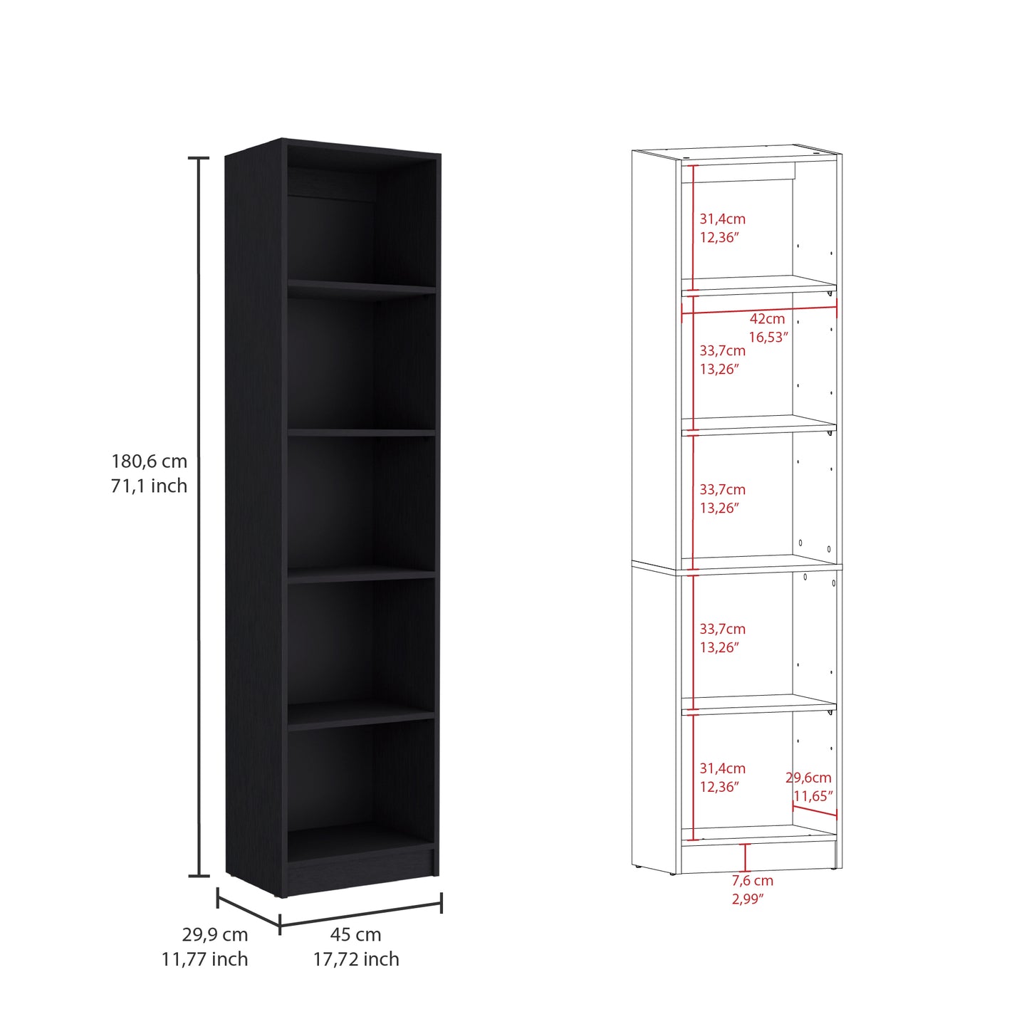 Modern 3-Piece Black Bookcase Set with 15 Shelves for Stylish Living Room Storage