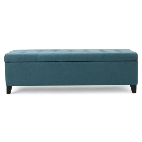 Fabric Storage Ottoman - 50.75in L x 19.25in W x 16.25in H, Hidden Storage, Seating & Footrest Teal