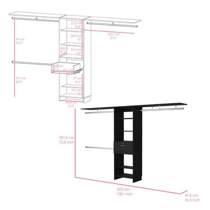 Ashland Black Bedroom Closet Organization System