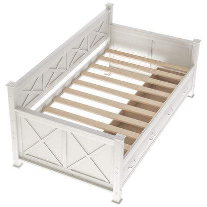 Cream White Twin Size Wooden Daybed with Rustic and Modern Touches