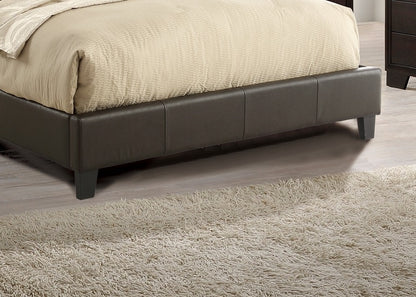Luxurious Brown Faux Leather Queen Bed Set with Two-Panel Headboard for Modern Bedrooms