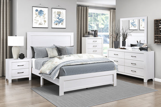 Modern White Queen Panel Bed with Rustic Charm - Bed in a Box