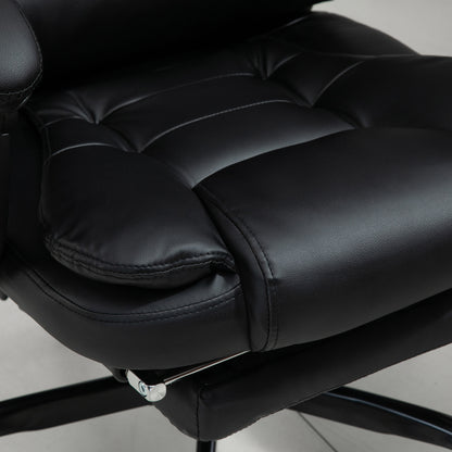 Vinsetto Ergonomic Massage Executive Chair with Adjustable Recline, Lumbar Support, and Footrest - Black Faux Leather