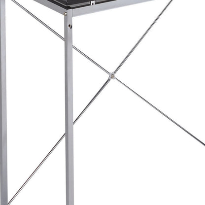 Modern Black & Chrome Industrial Writing Desk with Open Shelving