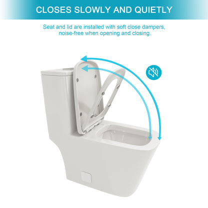 Modern One-Piece Ceramic Toilet with Dual Flush and Soft-Close Seat