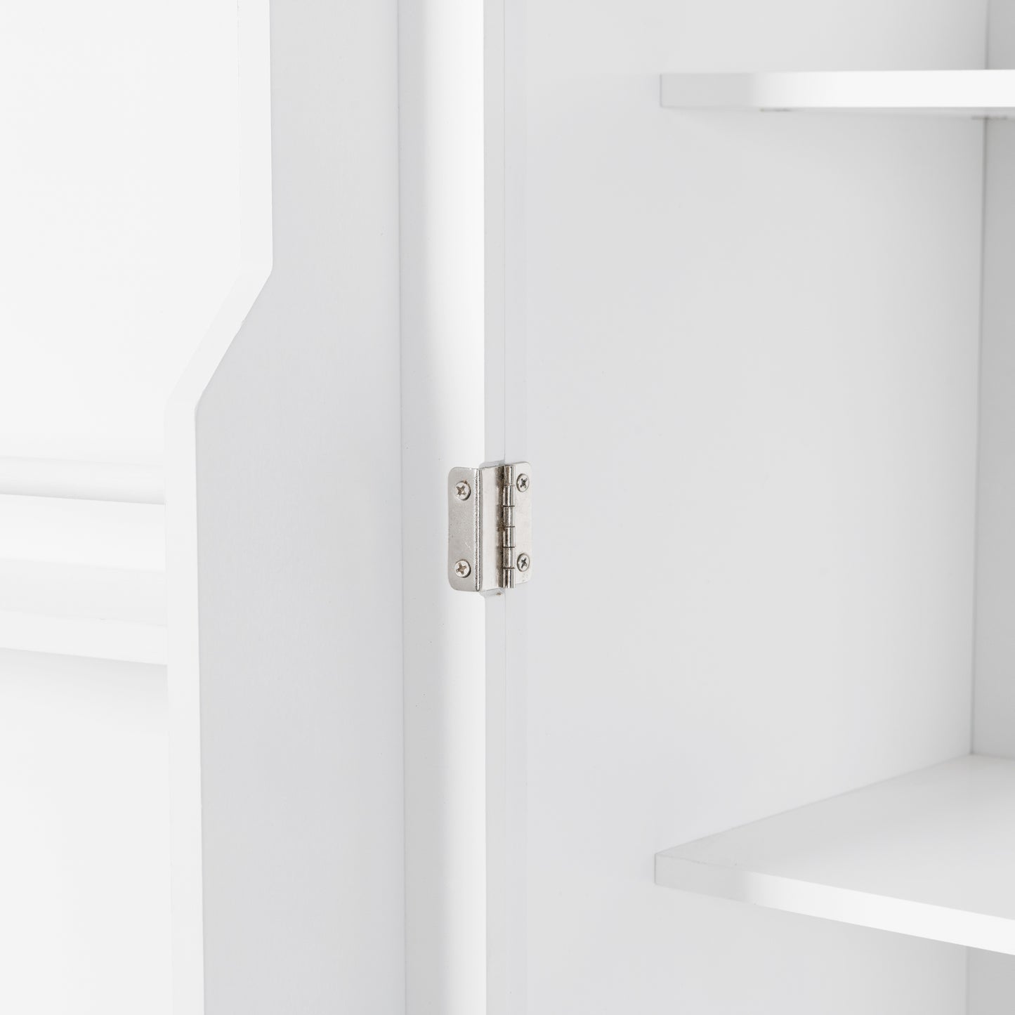 Tall White Bathroom Storage Cabinet with Adjustable Shelf and Drawer, Versatile Multi-Functional Organizer