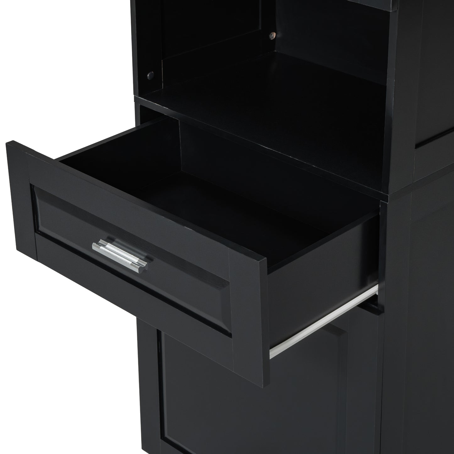 Stylish Tall Black Bathroom Storage Cabinet with Removable Laundry Basket and Ample Organizing Space