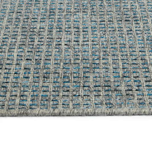 Rectangle Area Rug, 5 ft 3 in x 7 ft 6 in, Indoor/Outdoor, Textured, Polypropylene, Modern, Blue