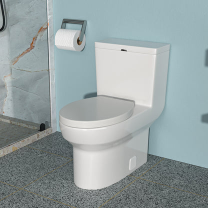 Modern Ceramic One-Piece Toilet with Soft-Close Seat and Efficient Siphon Flush