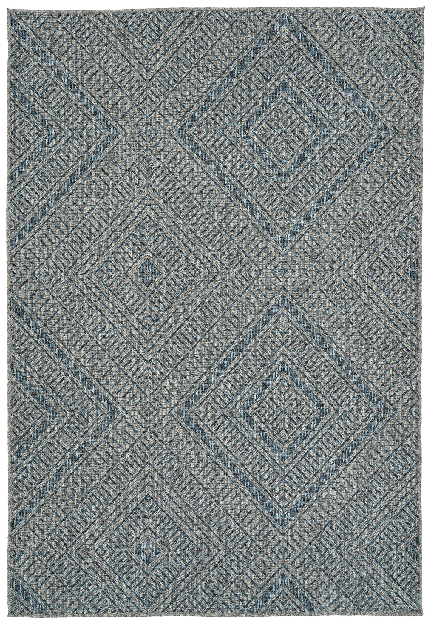 Rectangle Area Rug, 5'3" x 7'6", Polypropylene, Indoor/Outdoor, UV/Stain Resistant, Modern Textured Blue