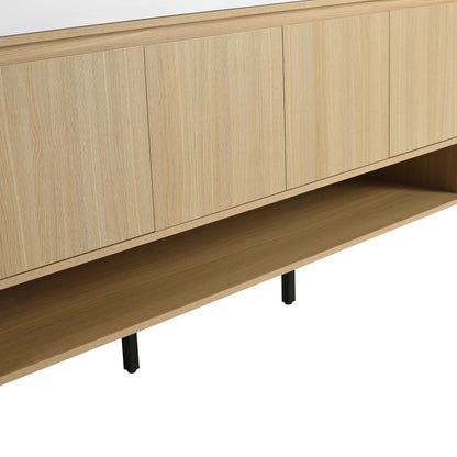 60-Inch Modern Oak Bathroom Vanity Set with Single Resin Sink and 4-Door Storage Cabinet