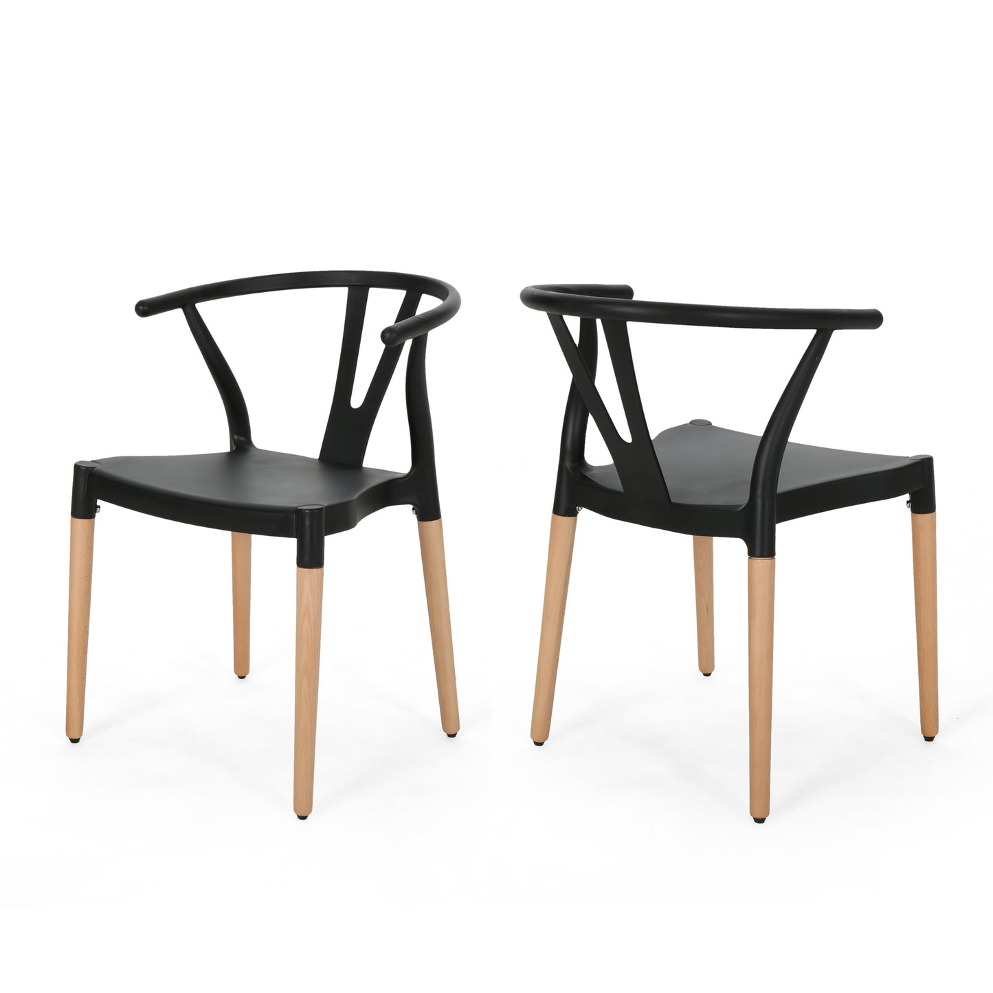 2-Pack Plastic Dining Chairs, 20 x 22 x 29 in, Polypropylene, Modern Minimalist, Lightweight, Black