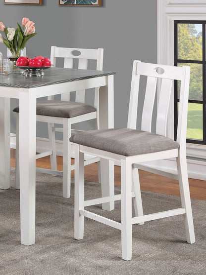 Counter Height Wood Dining Set 36Inch Table 4 Chairs White