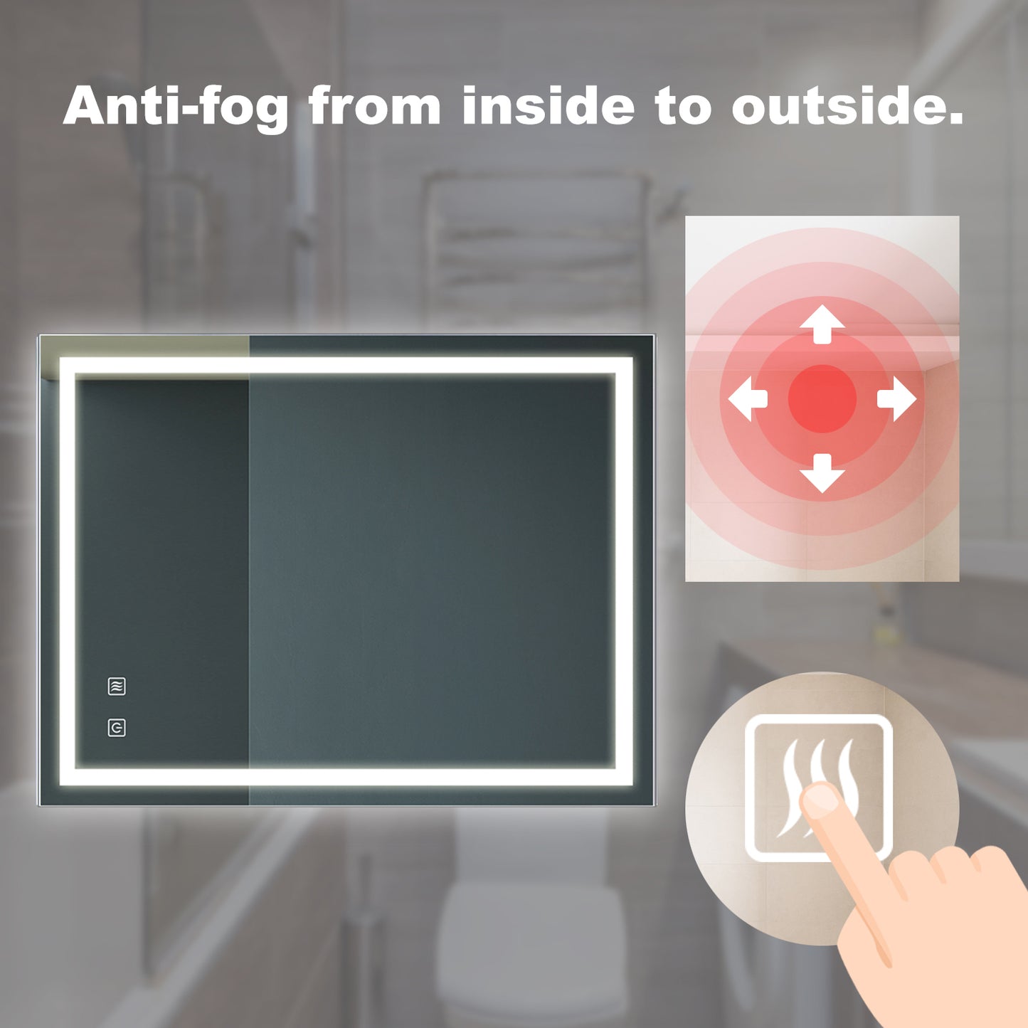 32"x24" High-Lumen Dimmable LED Vanity Mirror with Anti-Fog and Adjustable Color Temperature, Waterproof Design, Vertical & Horizontal Mounting