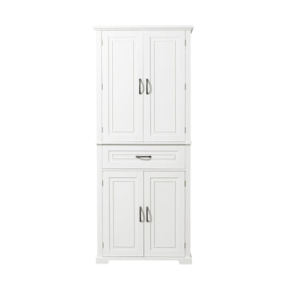Tall White Bathroom Storage Cabinet with Adjustable Shelf and Drawer, Versatile Multi-Functional Organizer