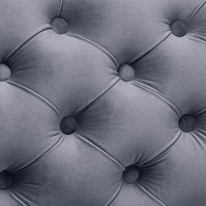 2 Velvet Dining Chairs with Button-Tufted Upholstery, Chrome Frame, 20.75W x 26.5D x 38H, Glam, Gray