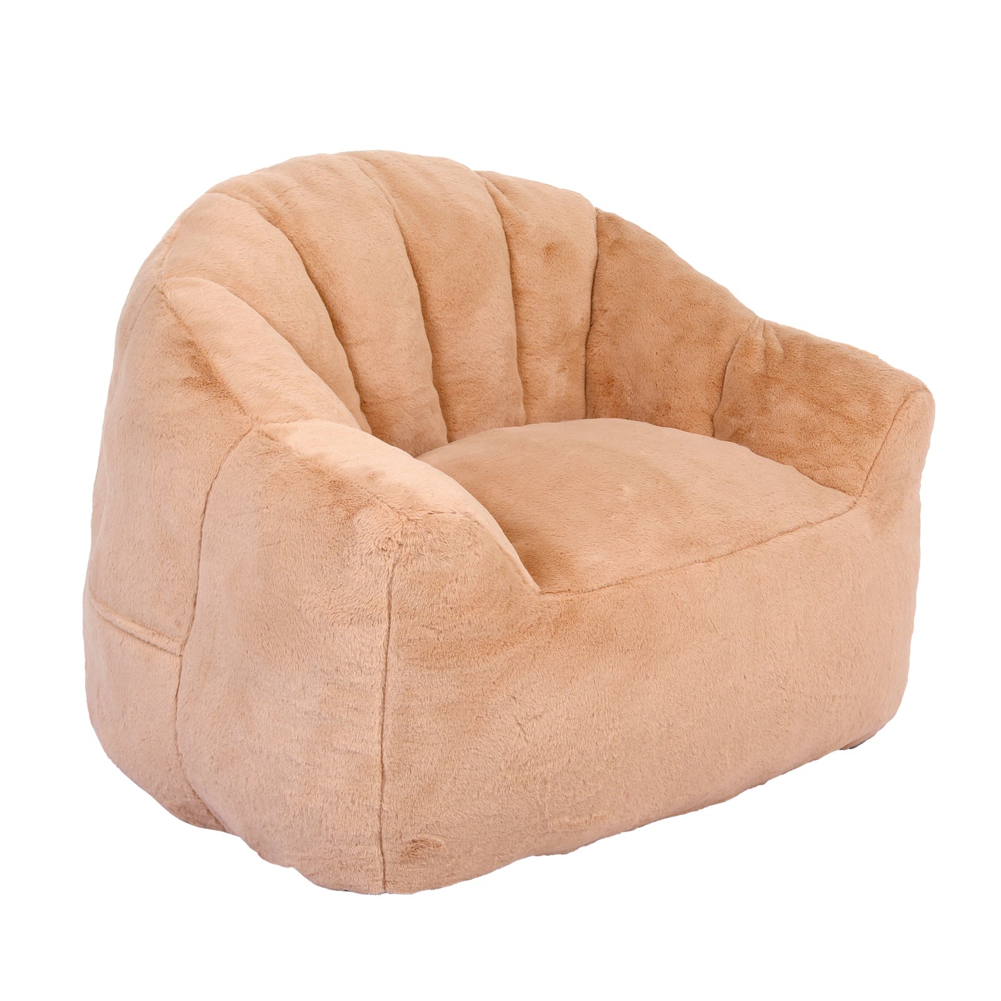 Oversized Bean Bag Chair with Armrests and Memory Foam Filling, Faux-Fur Cover, 41.4x35x30.7in Brown