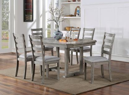 Dining Table Diamond Wood Grain Wire Brushed Finish Gray