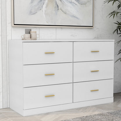 Elegant Antique White 6-Drawer Chest - Modern Storage Solution for Bedrooms