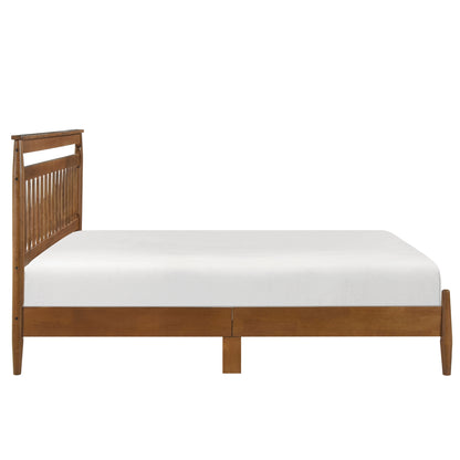 Elegant Chestnut-Finished Queen Platform Bed with Transitional Design – Bedroom Furniture in a Box