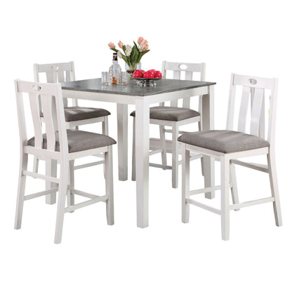 Counter Height Wood Dining Set 36Inch Table 4 Chairs White